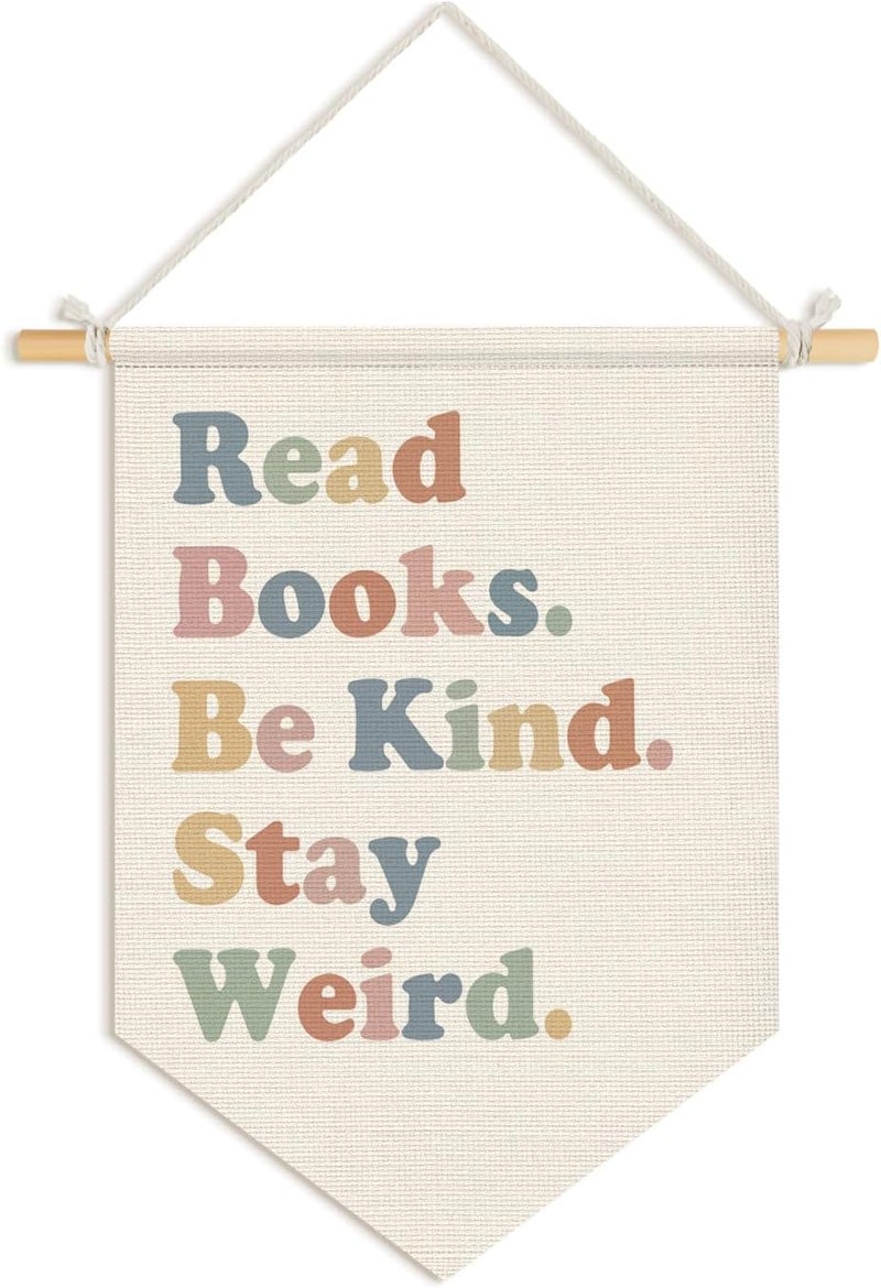 Wheatwin Reading Corner Decor for Classroom, Boho Classroom Decor Wall Hanging Pennant Flag Banner, Read Books Bookish Wall Decor for Kids Room Nursery Reading Nook Room Library 15x11 Inch - Image 1
